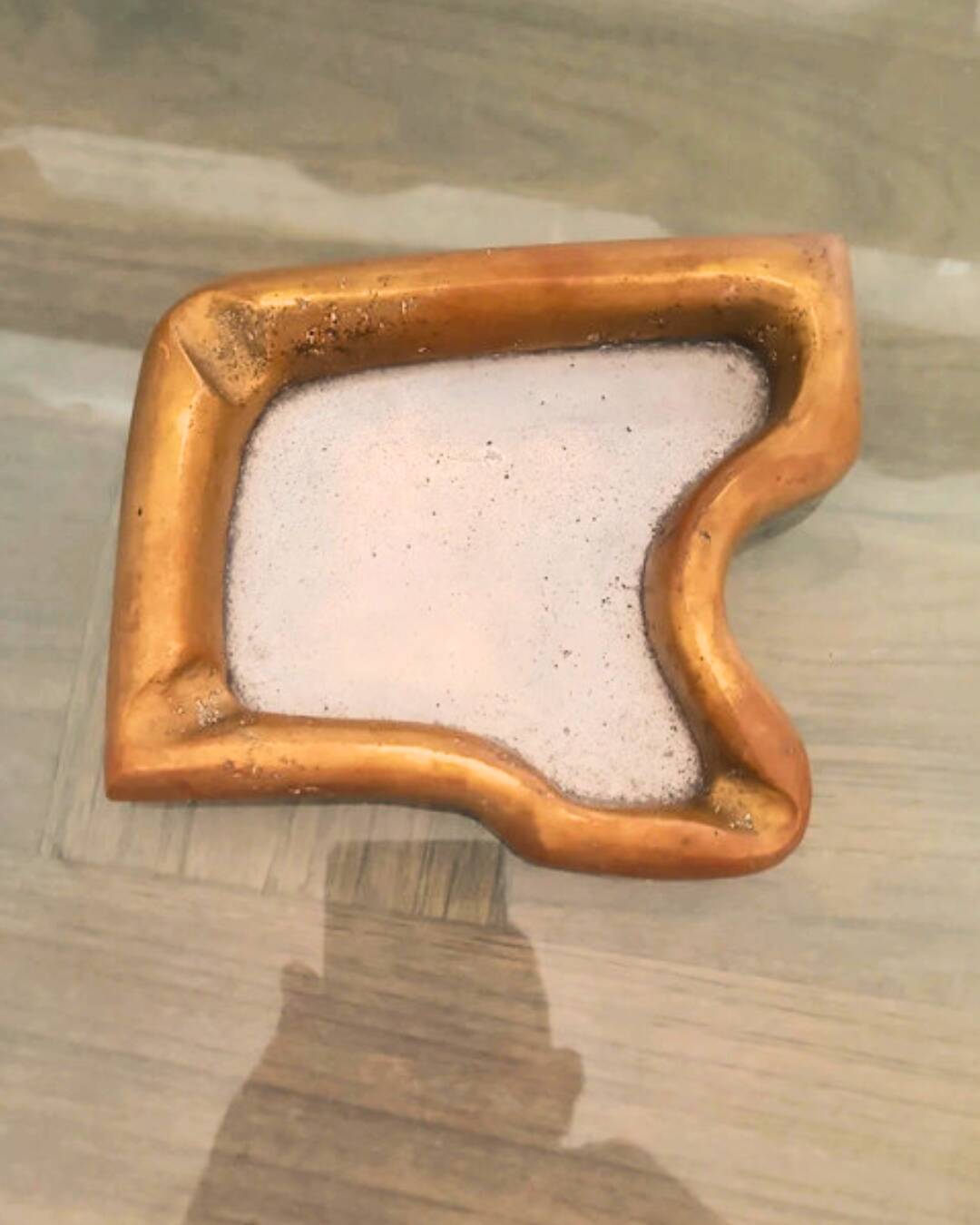 David Marshall Brutalist Asymmetrical Brass Ashtray, 1980s