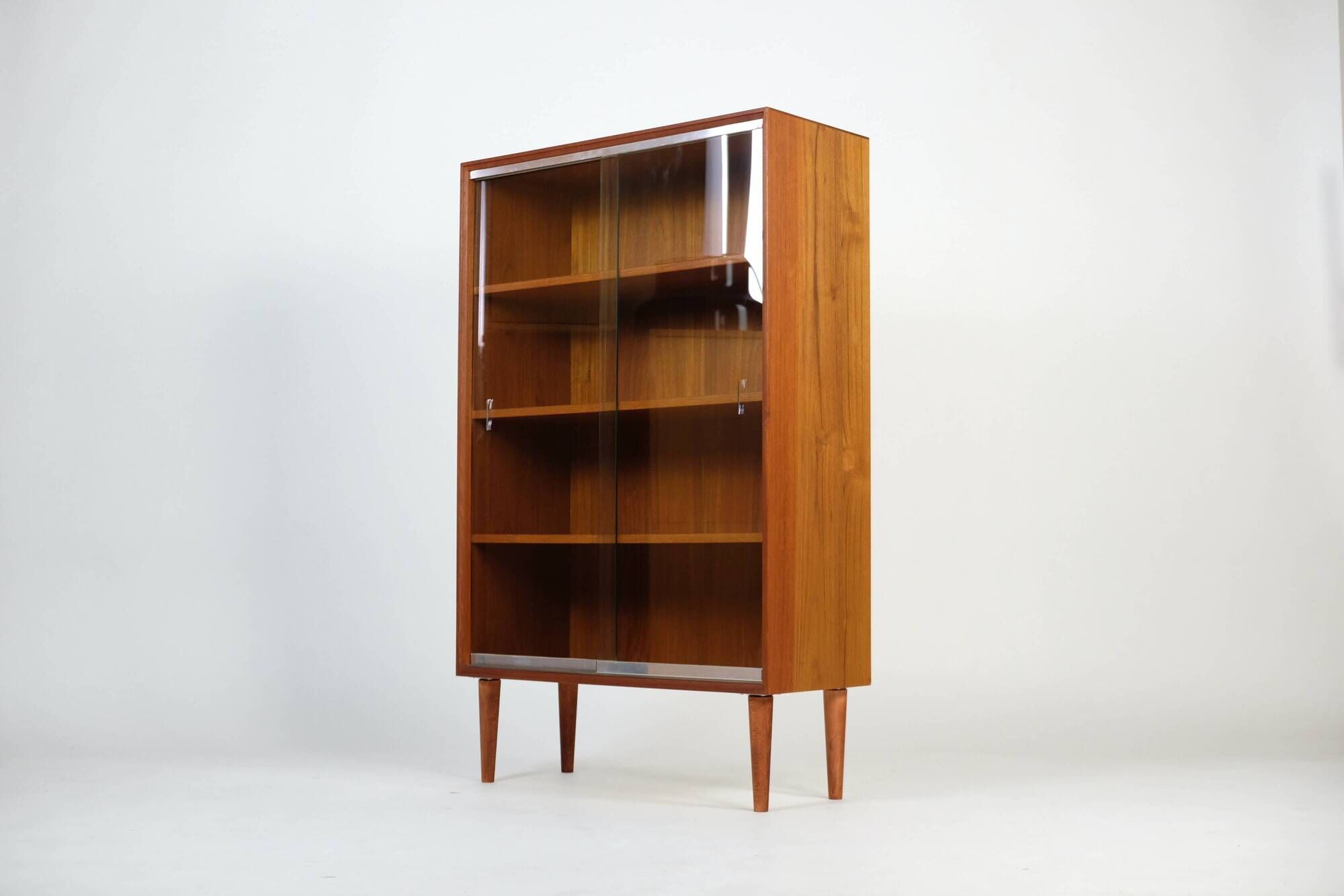 Mid-Century Teak Vitrine Regal Highboard Schrank 60er 70s Vintage