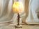 Alabaster and brass lamp, home decor light fixture with alabaster shade.