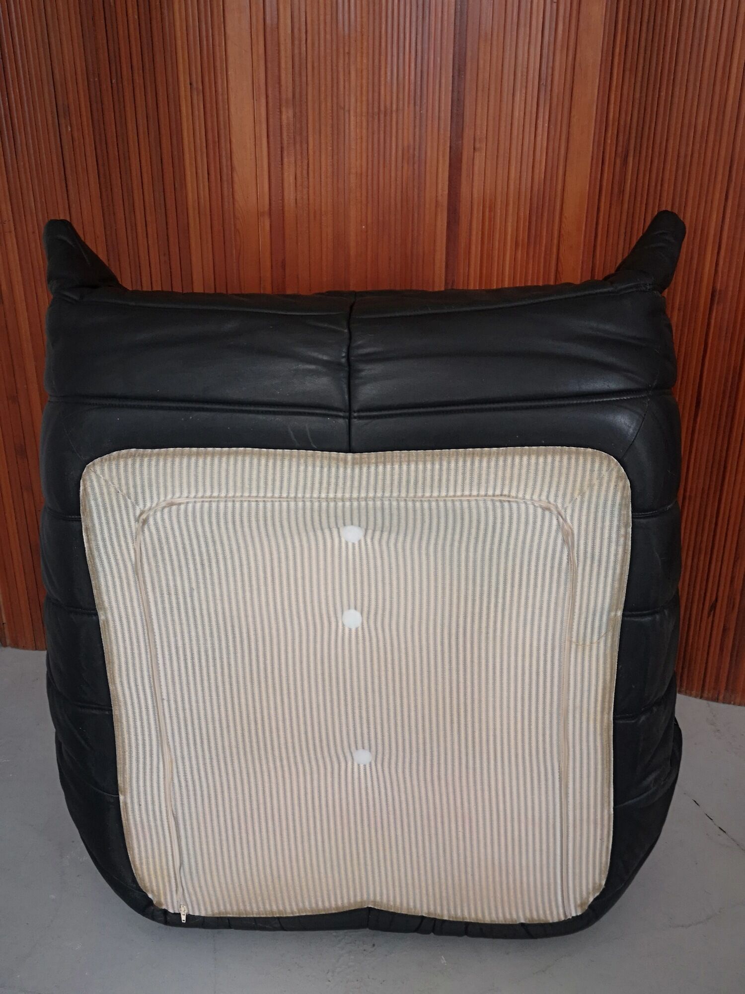 Togo armchair driver by Michel Ducaroy for roset line, black leather edition 1970