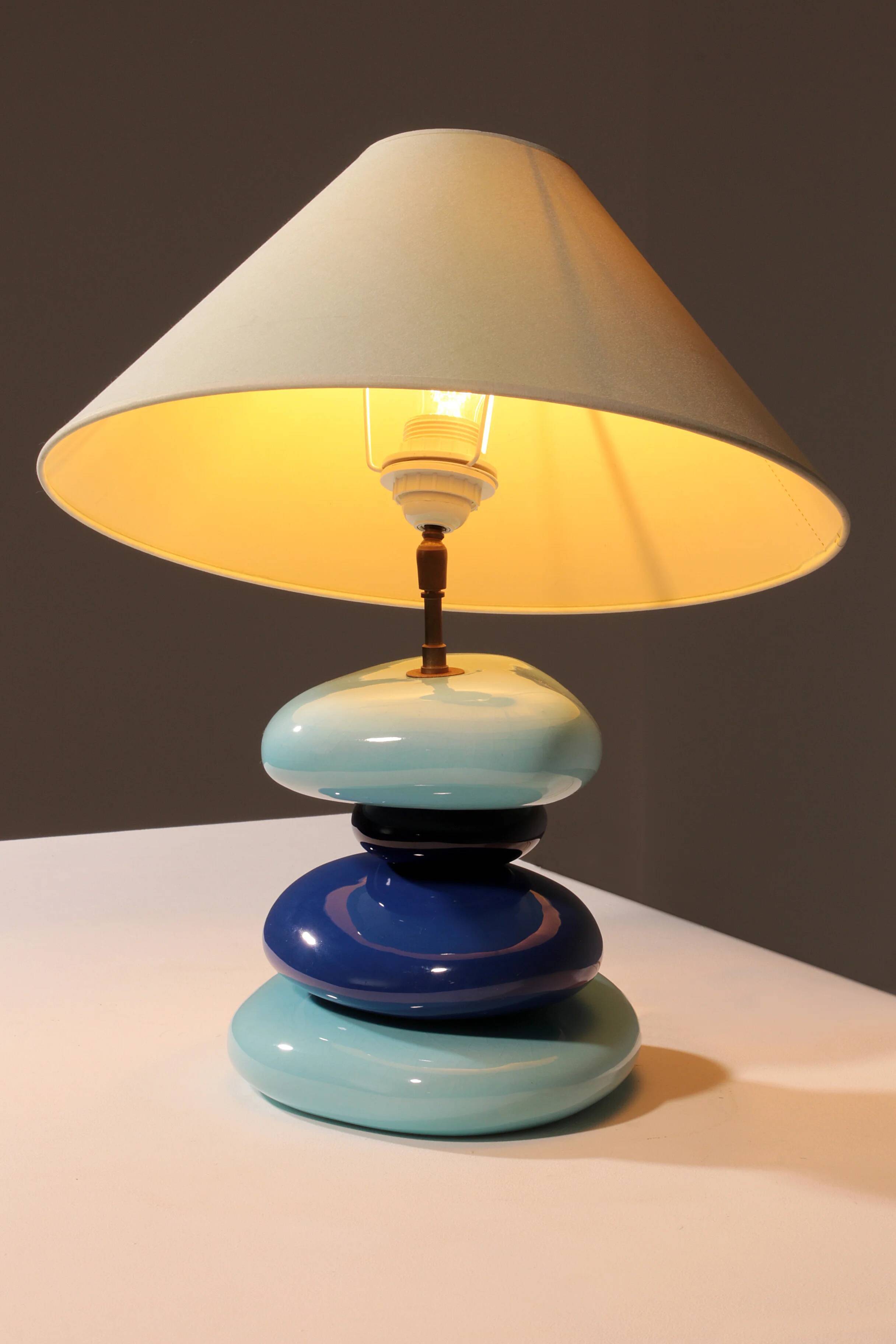 France pebble table lamp by François Chatain, 1980s