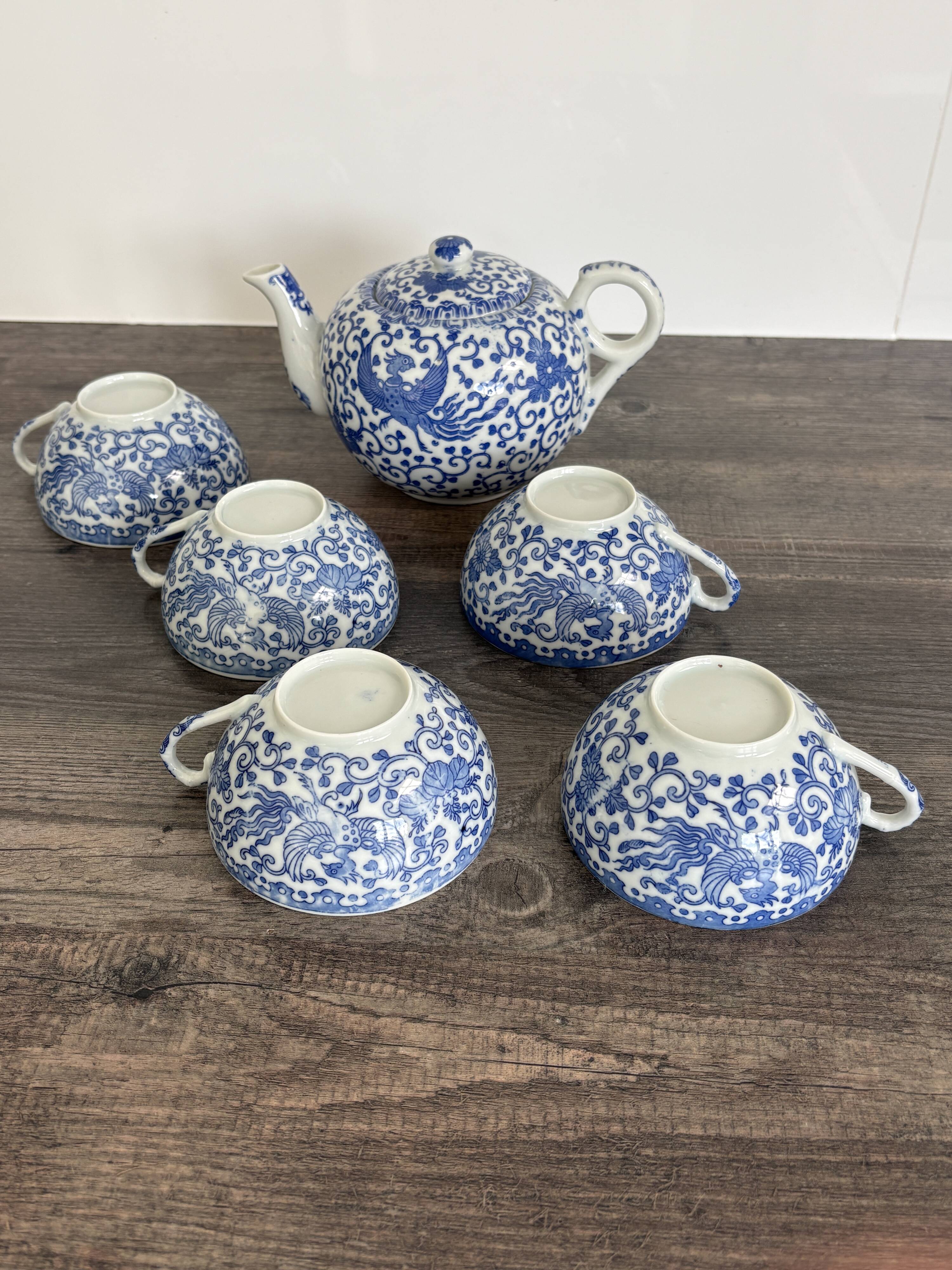 Ancient Japanese tea service Phoenix Decor – Early 20th century