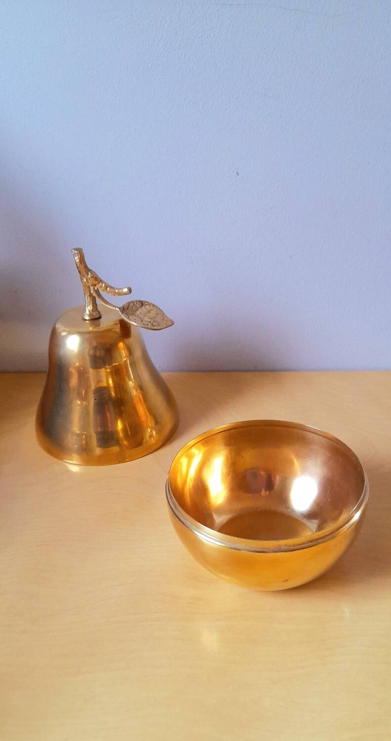 Apple and pear brass boxes from the 70s