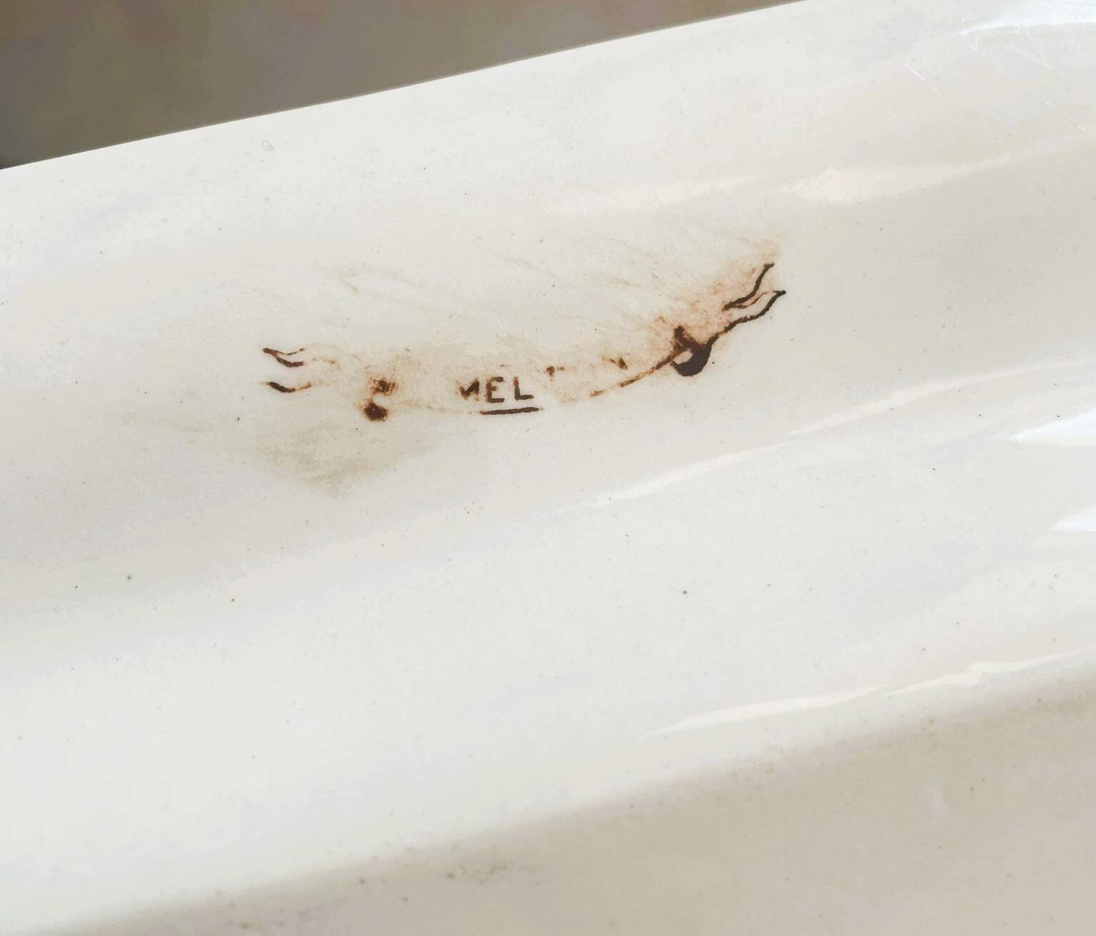 Large antique English earthenware dish from the 19th century