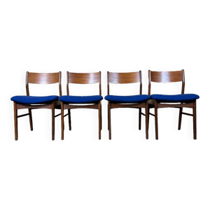 4 chaises danoises en - tissu bleu