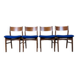 4 chaises danoises en teck et tissu bleu