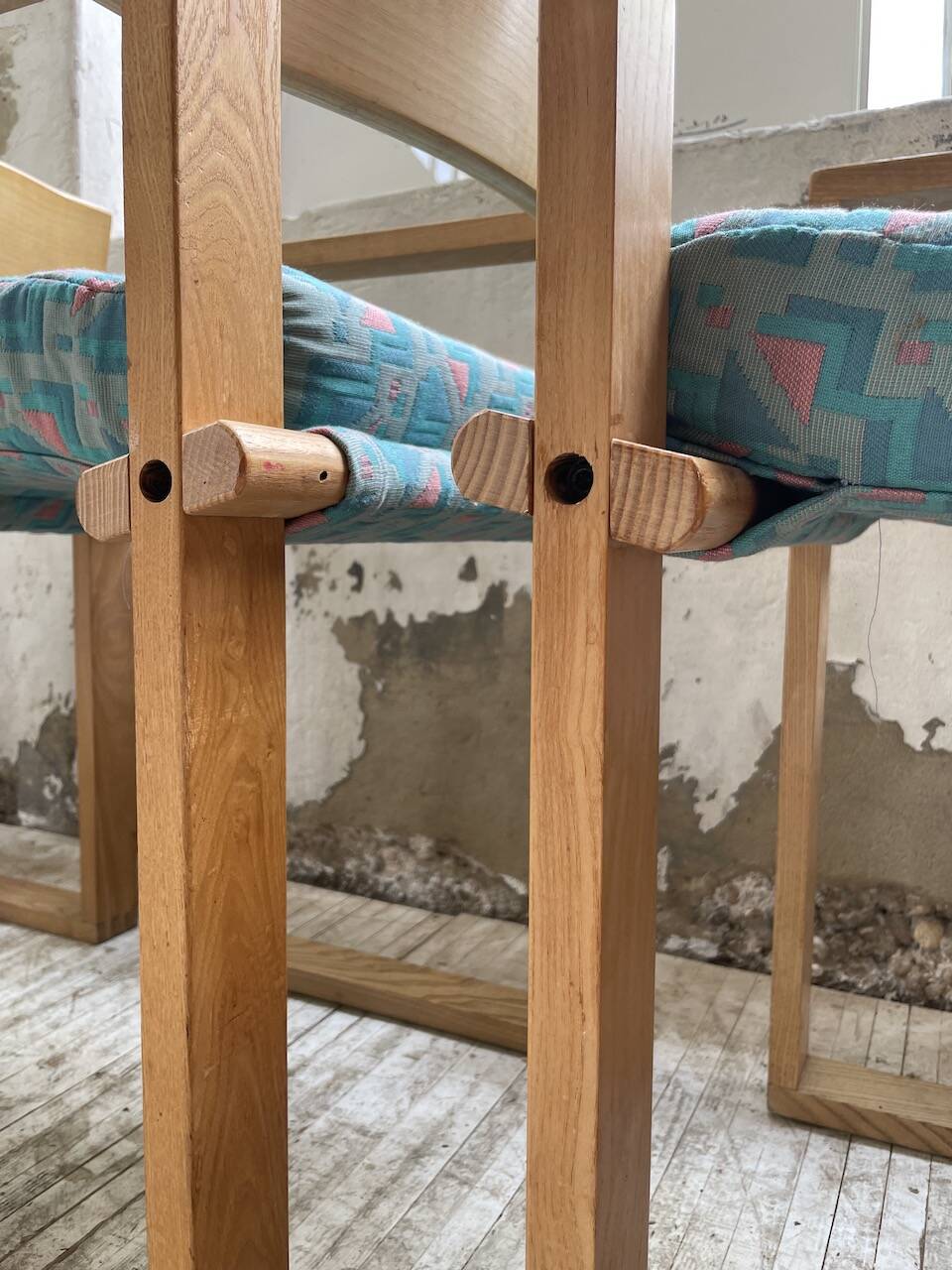 Set of 6 oak chairs with armrests Ate Van Apeldoorn