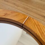 Vintage pine mirror by Glasmäster Markaryd Sweden 1970s