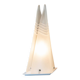 Milky White Murano Frosted Glass Pyramid Table Lamp with White Metal Base - Italian Space Age Design, 1970s
