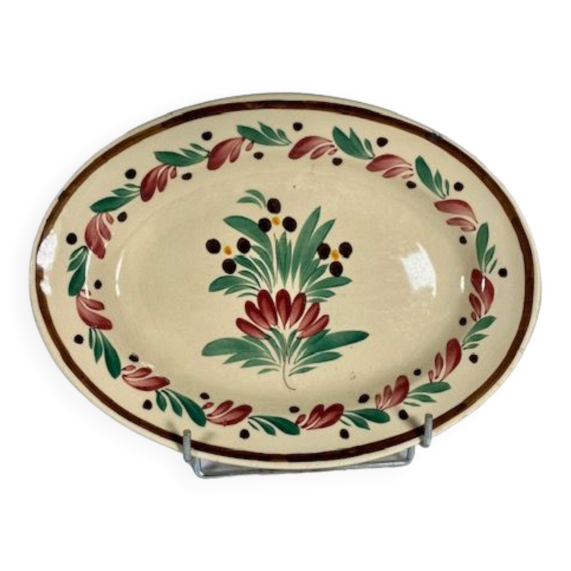 Oval earthenware dish Breton decor