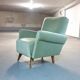 Fauteuil club année 50 60 déjà restauré vert d'eau