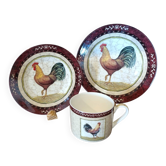 Set vaisselle coq - porcelaine anglaise