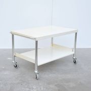 White lacquered metal & chrome serving trolley, 1960s