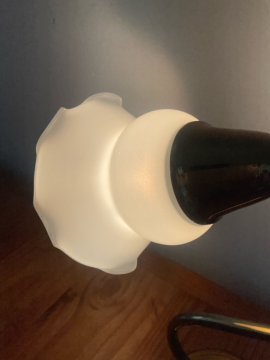 Vintage brass and opaline lamp