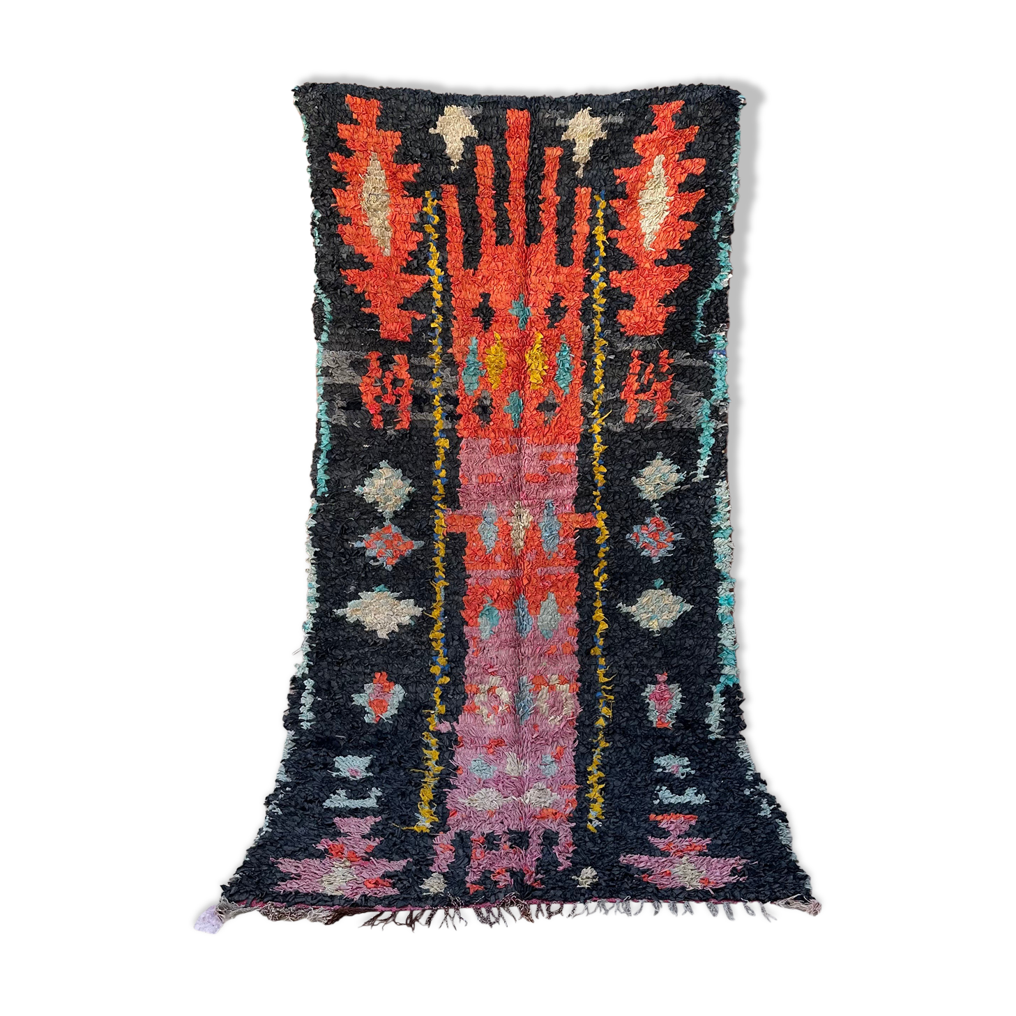 Berber carpet Boucherouite 126 x 269 cm