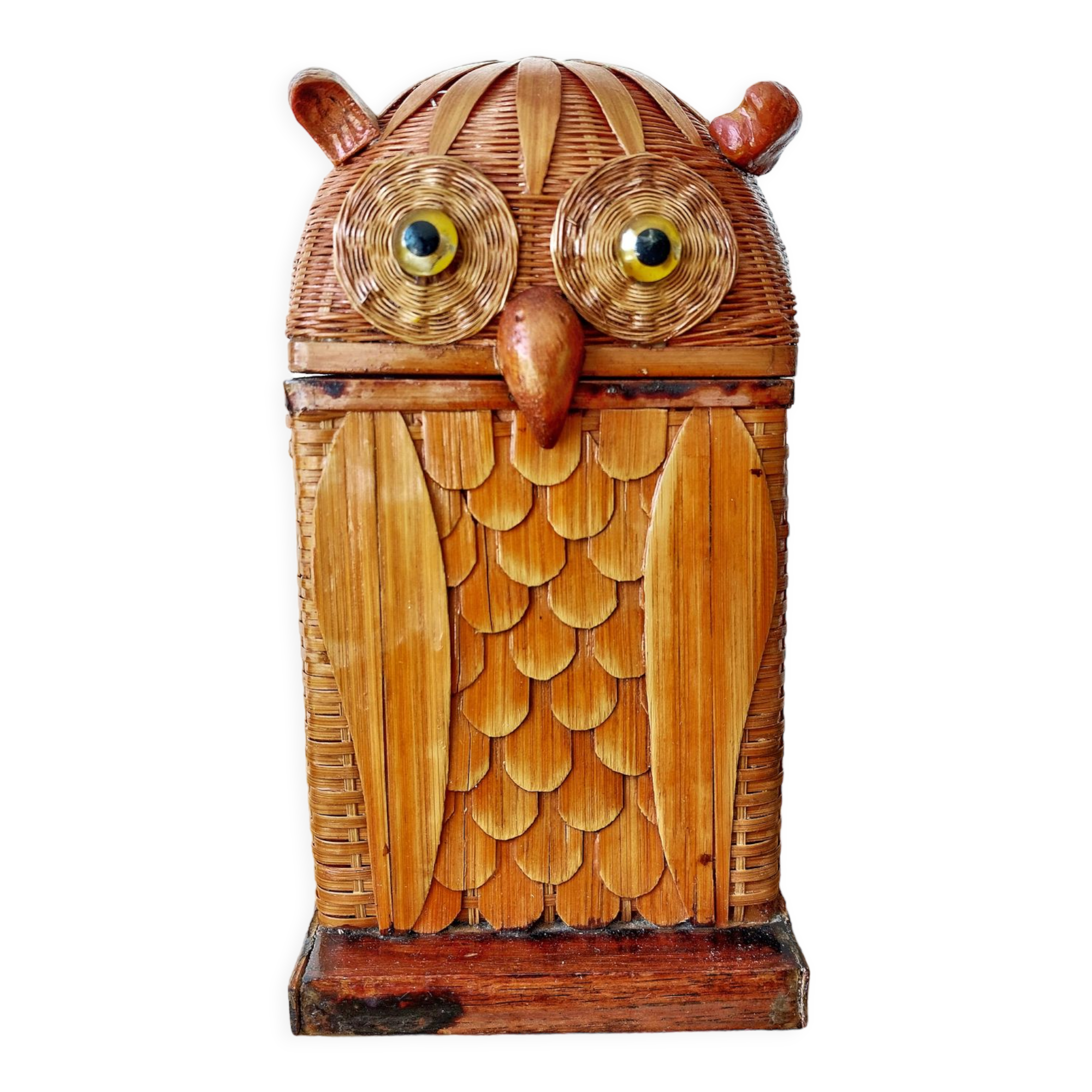 Boîte bois déco rotin