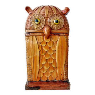 Boîte bois déco rotin