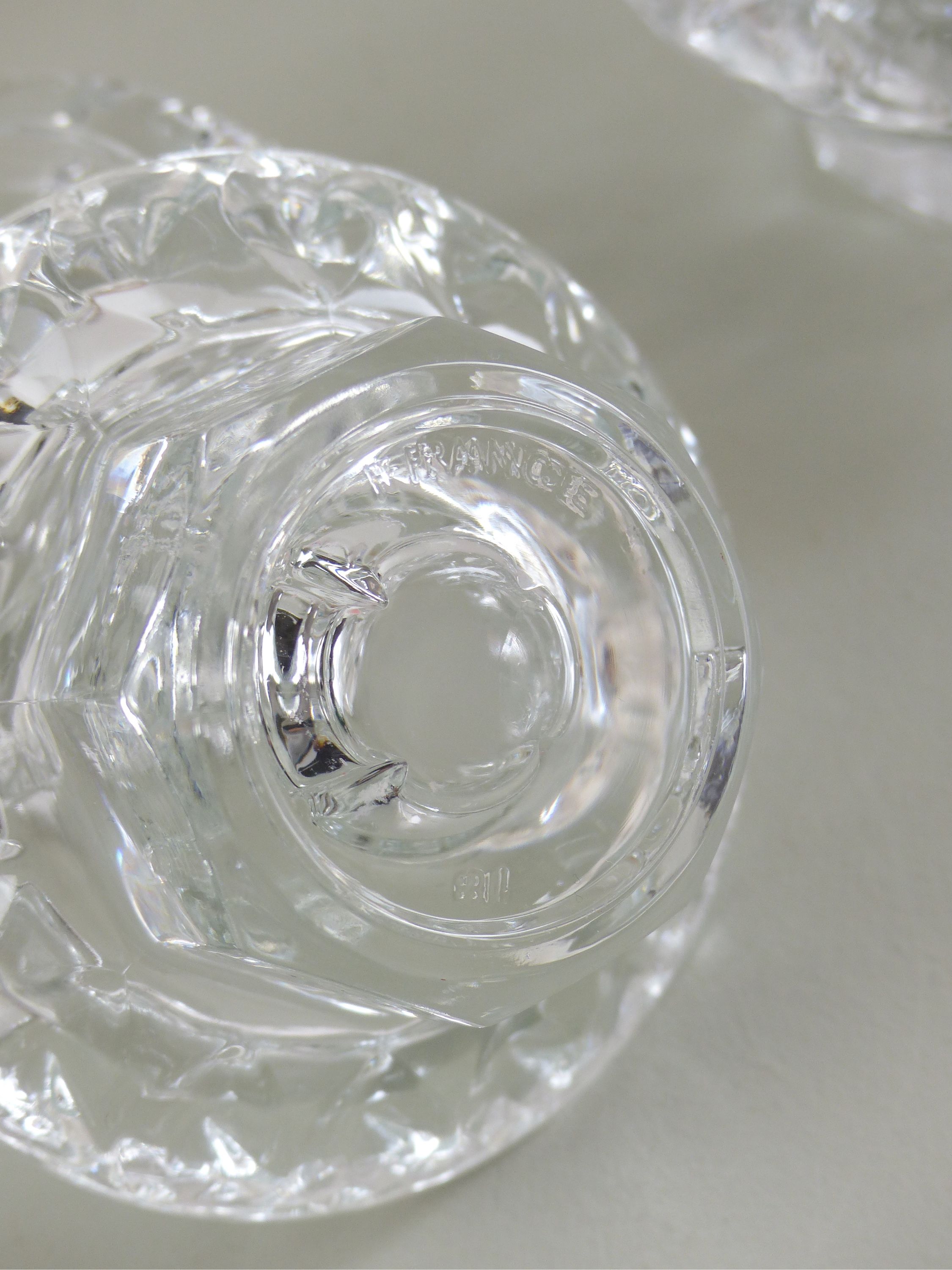 Set of 3 glass candle holders Made in France