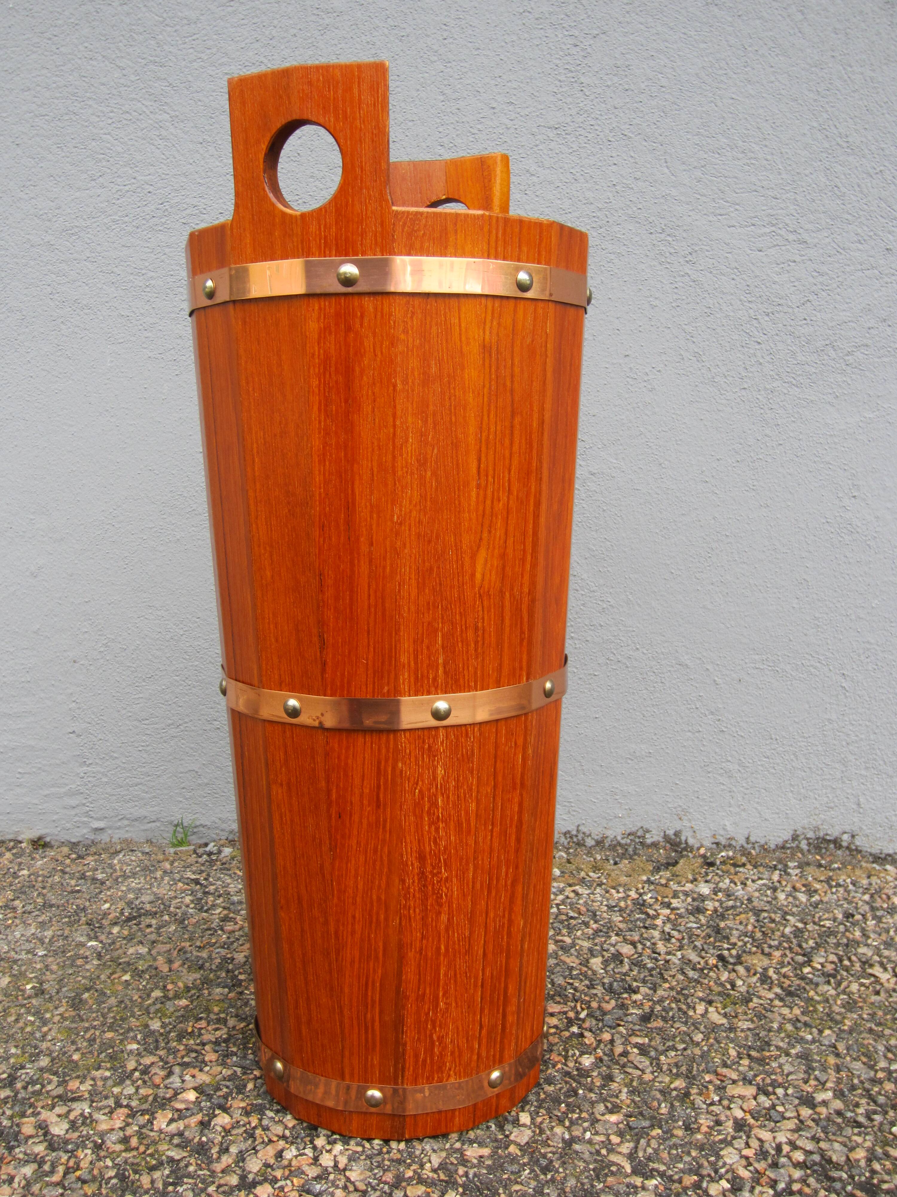 Scandinavian teak umbrella stand by JH Sävsjö