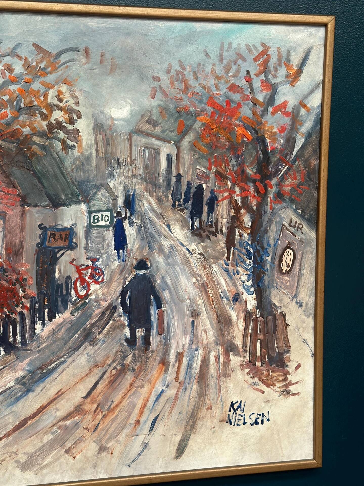 Original Swedish Oil On Panel – “Bygatan” By Kai Nielsen – Signed