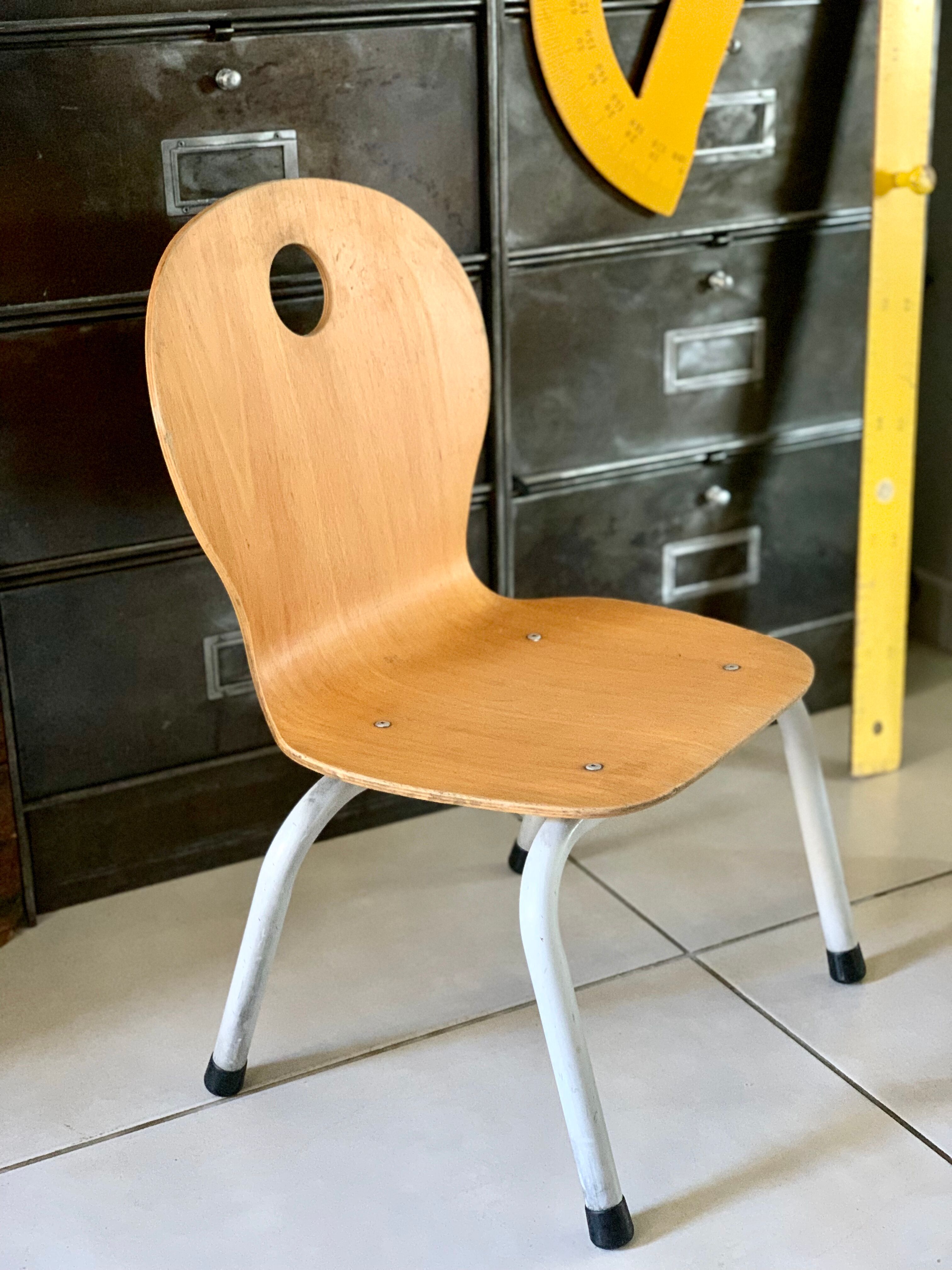 Chaise enfant bois et metal