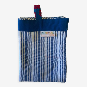 White and blue two-tone striped tea towel