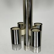 Sciolari geometric chrome and plexiglass 5 lights chandelier. Italy 1970s