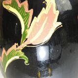 Old Large black vase decorated with leaves /vintage/ XXsiecle/potiche