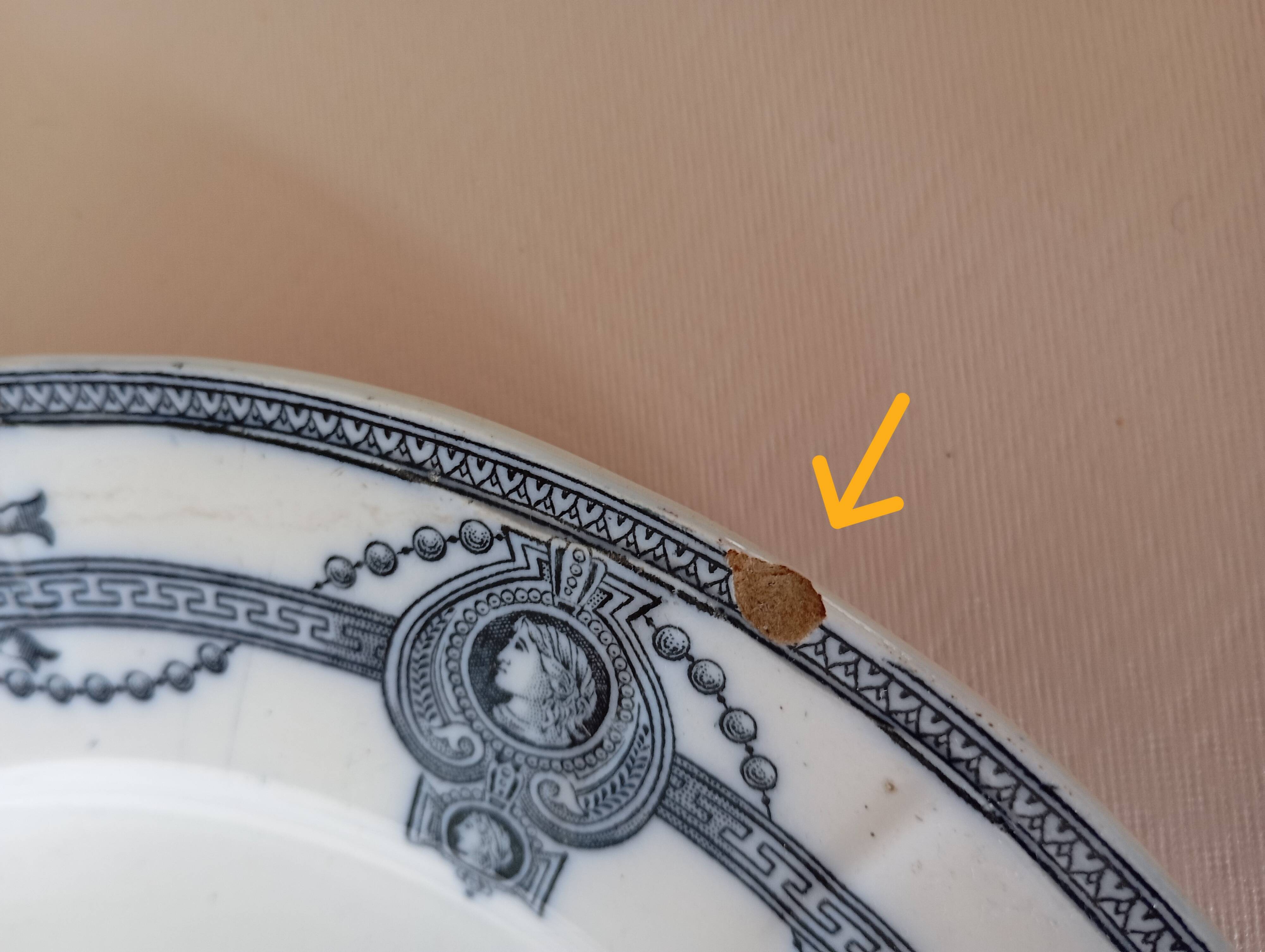 Flat plate in ironstone "Medallion" blue from St Amand and Hamage