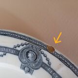 Flat plate in ironstone "Medallion" blue from St Amand and Hamage