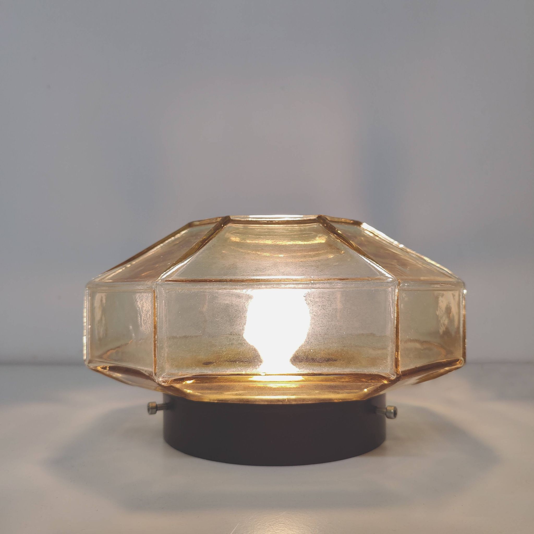 Italian wall lamp Ismos octagonal yellow glass 70s