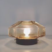 Italian wall lamp Ismos octagonal yellow glass 70s