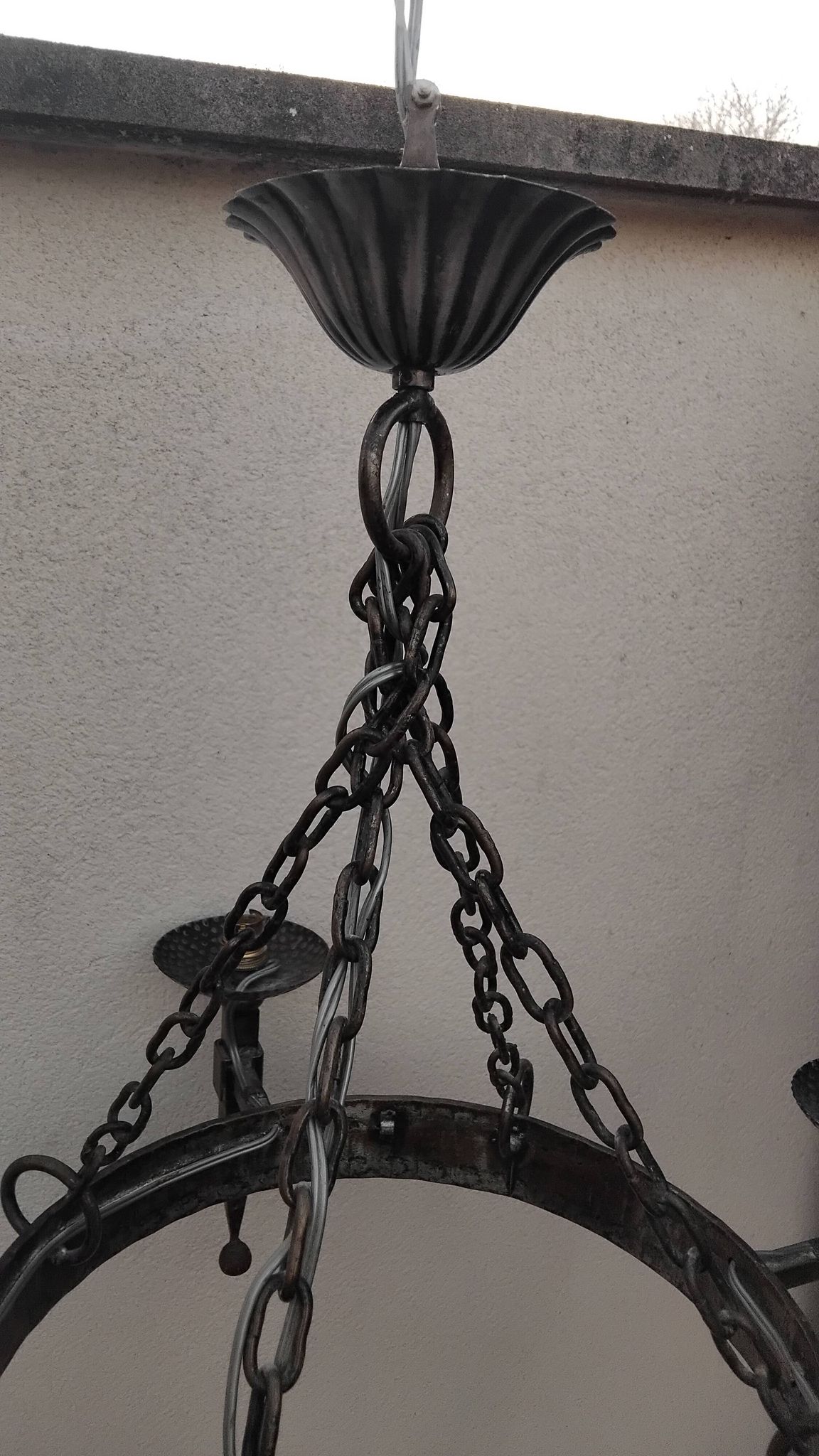 Lustre rond fer forgé médiéval vintage gothique Réjane