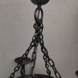 Round wrought iron vintage gothic medieval chandelier Réjane