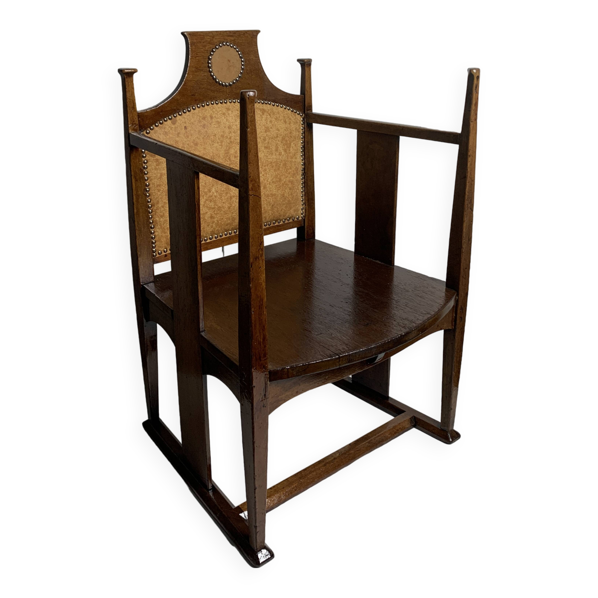 Chaise Arts and Crafts de William Birch par EG Punnett pour Liberty & Co. vers 1900