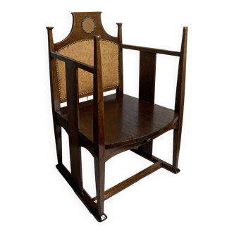 Chaise Arts and Crafts de William Birch par EG Punnett pour Liberty & Co. vers 1900