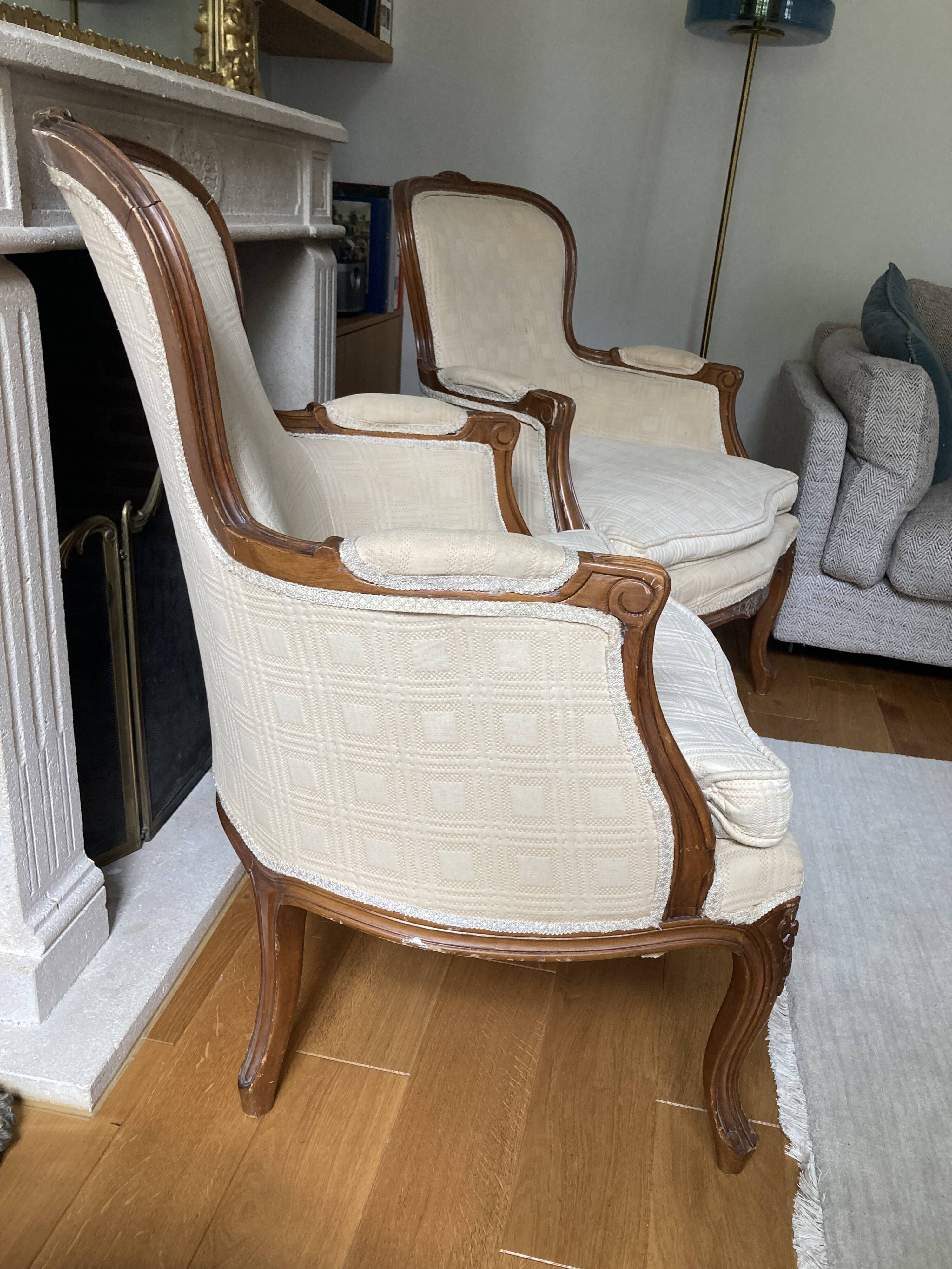 Louis XV style bergère armchairs