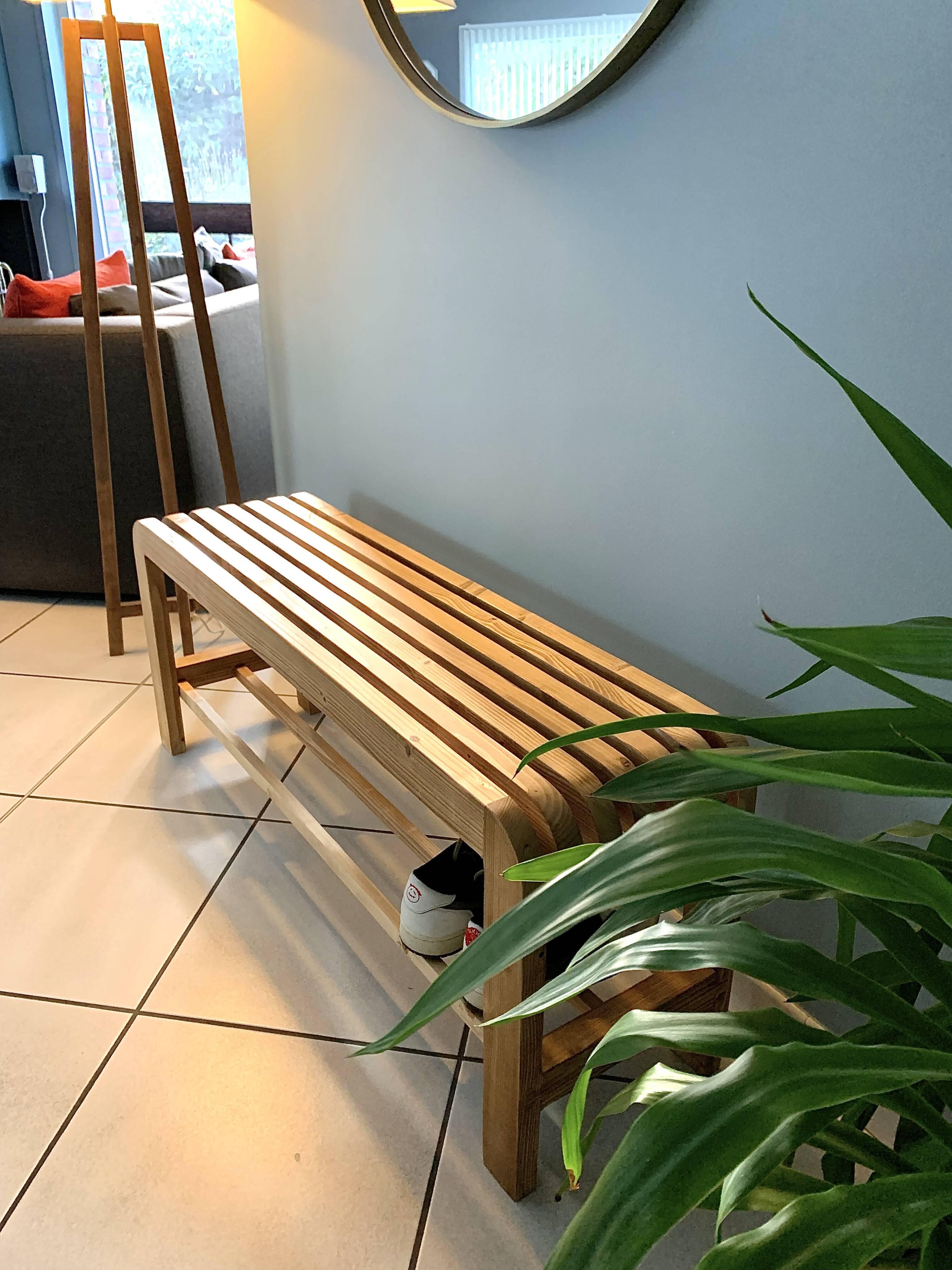 Recycled Solid Wood Shoe Bench with Storage – Ideal for Entryway or Hallway