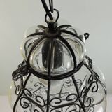 Vintage blown glass lantern suspension in Venetian style, evoking the
