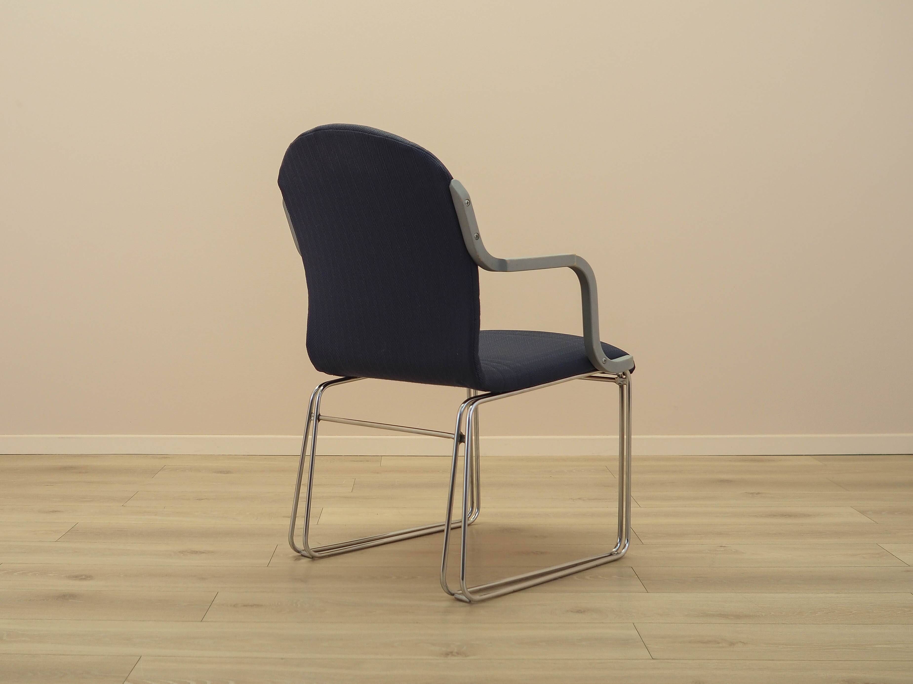 Italian cantilever chair 1990s blue fabric upholstery