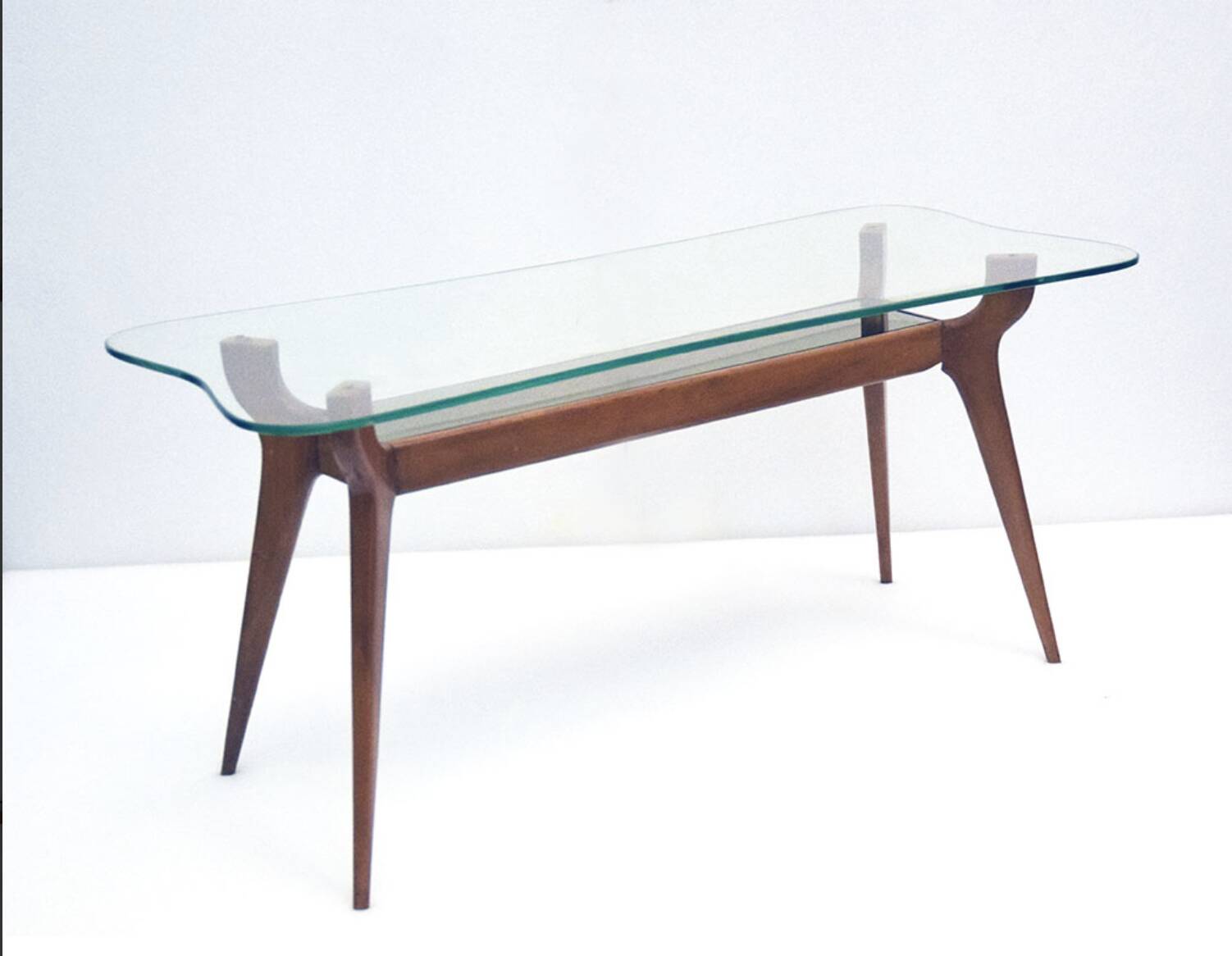 Wood and glass coffee table attributed to Ico Parisi, 1950s