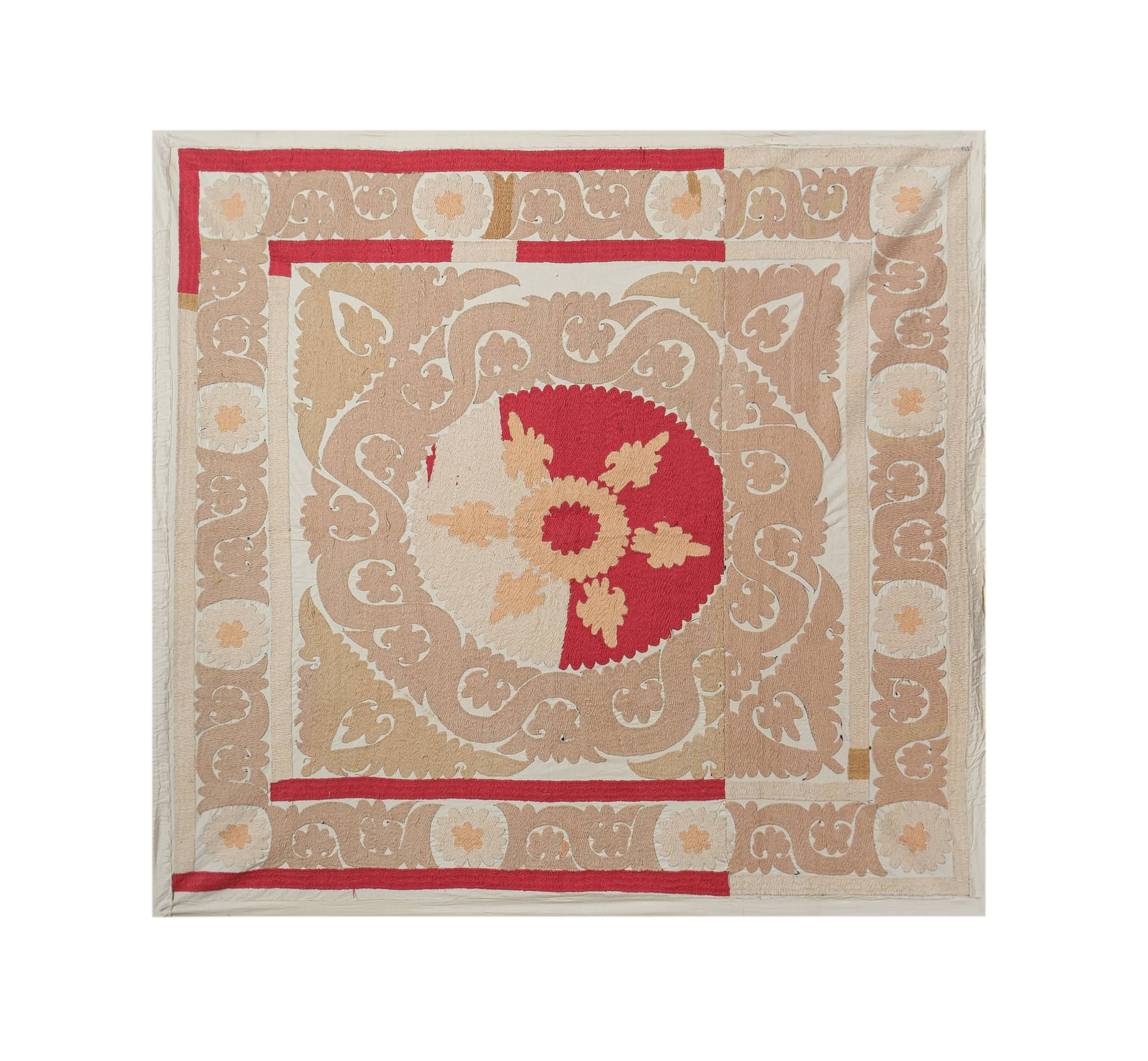 Hand knotted rug, vintage turkish rug 135x142 cm