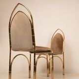 Chaises en daim et laiton 1970 Manufacture italienne
