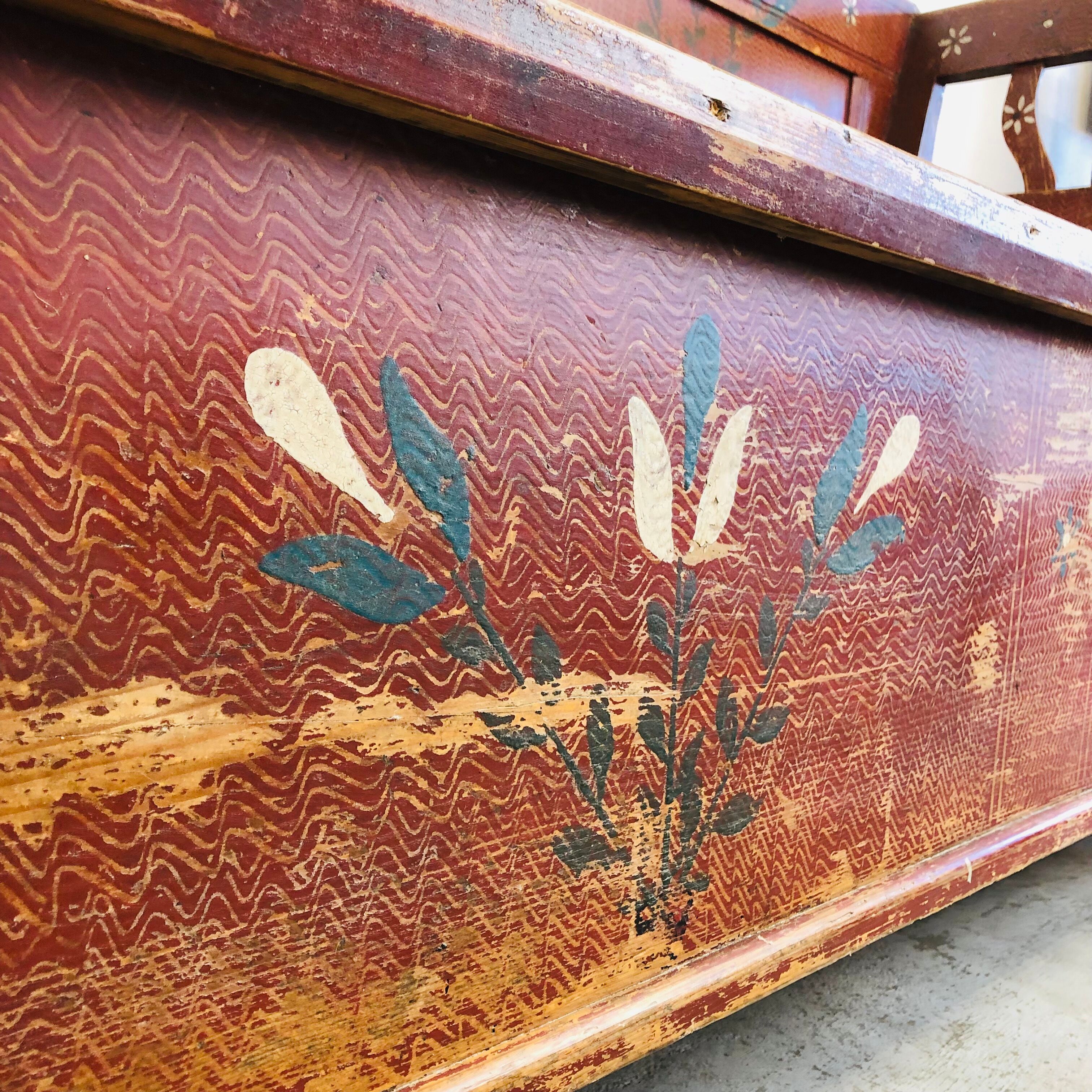 Antique painted wooden valve bench