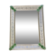 Contemporary rectangular Venetian mirror in floral green, hand-carved in Murano glass.