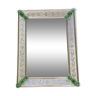 Contemporary Venetian Rectangular Green Floreal Hand-Carving Mirror in Murano Glass