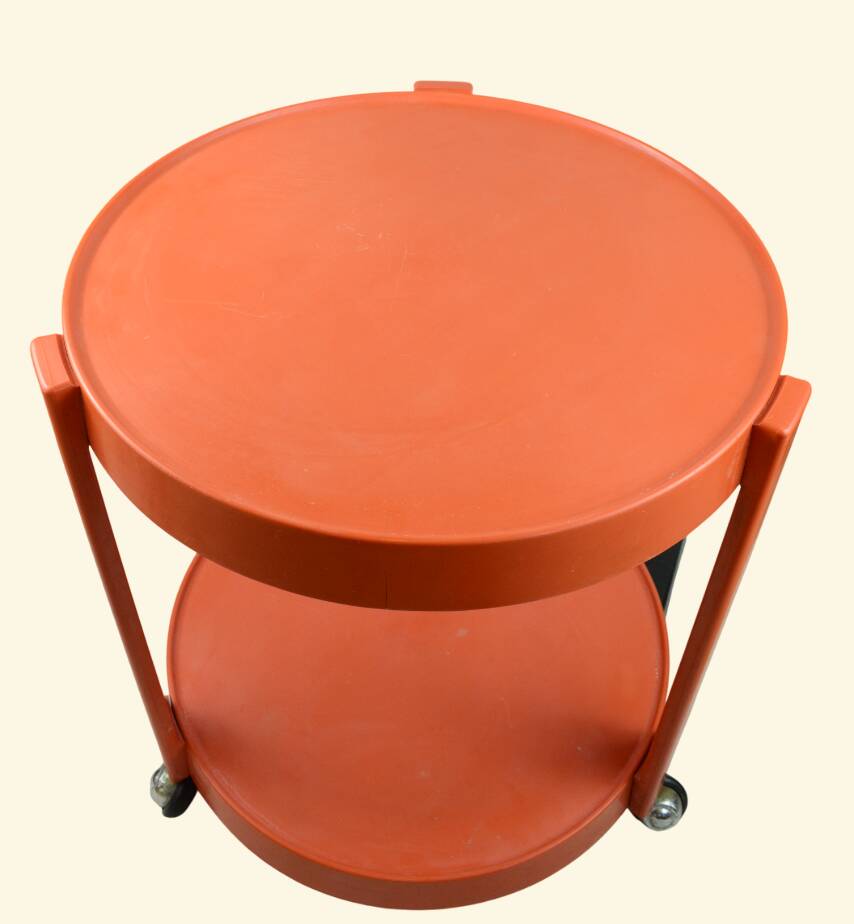Table d'appoint à roulette / servante / desserte vintage orange - Kastilia