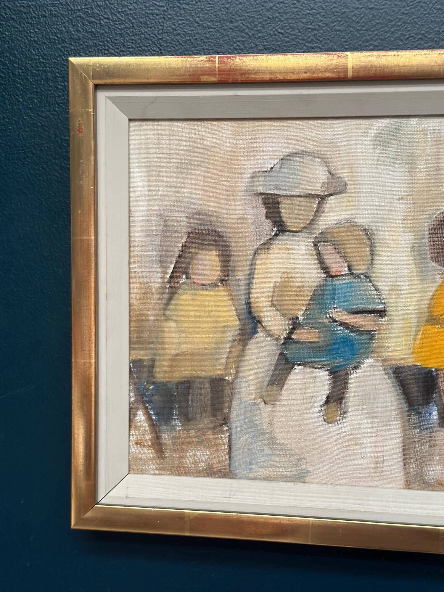 Original Swedish Oil on Canvas – “Familj” by Pia Hesselmark‑Campbell