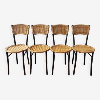 Set of vintage rattan chairs