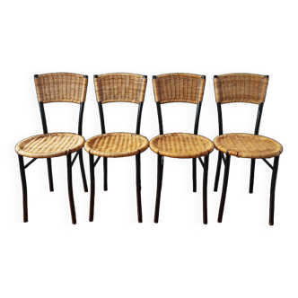 Lot de 4 chaises vintage en rotin